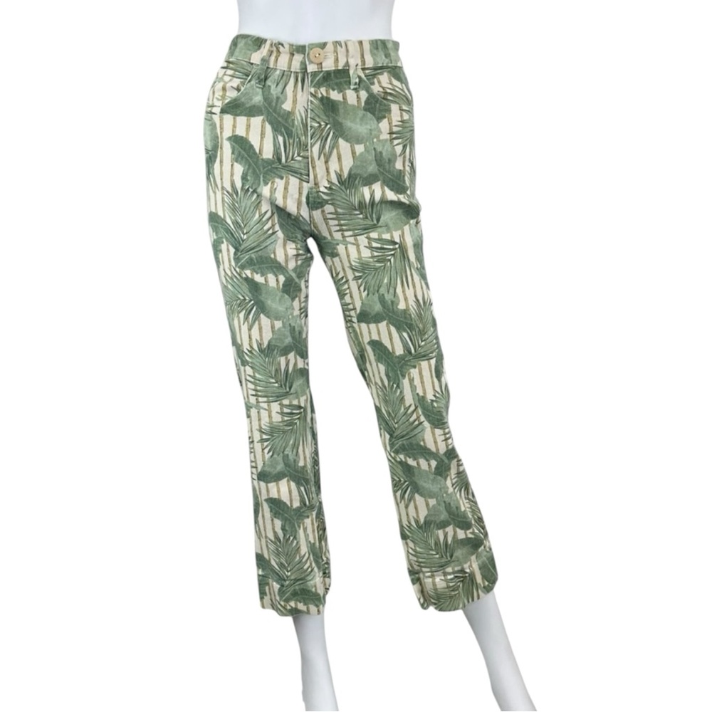 Mumu Blue Green Leaf Print Cropped Jean Size 27